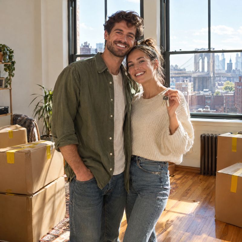 Customers in their new apartment