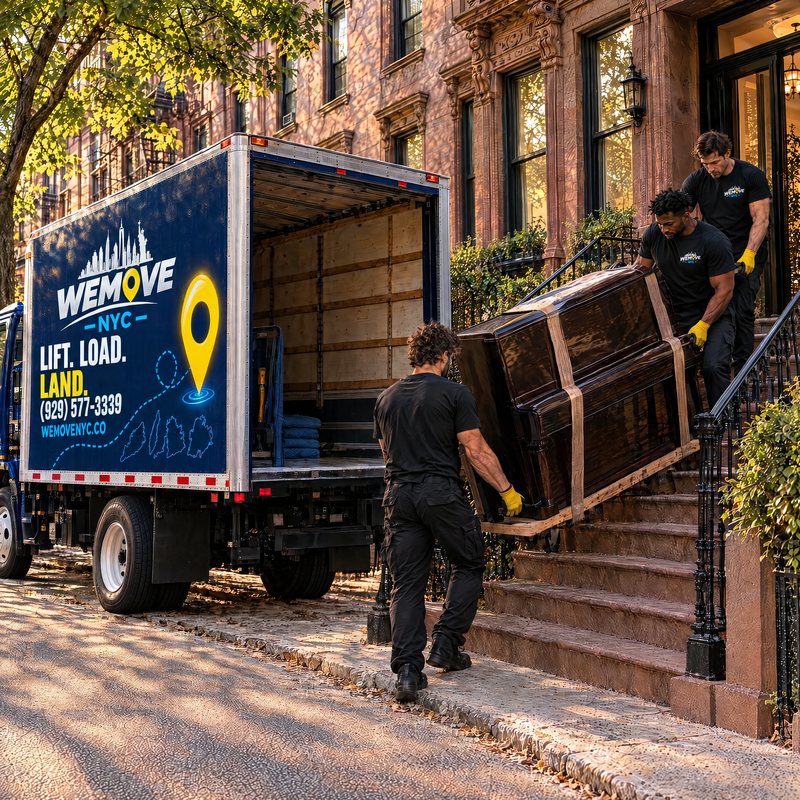 Piano coming down the stoop